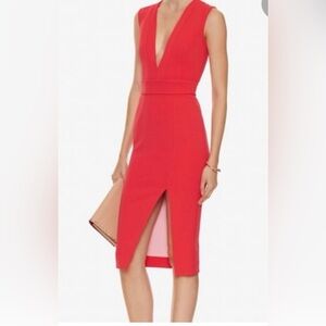 Nicholas V Neck Plunge Red Dress